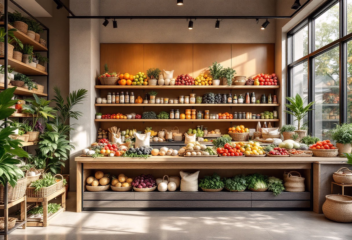 image of organic food section in a grocery store