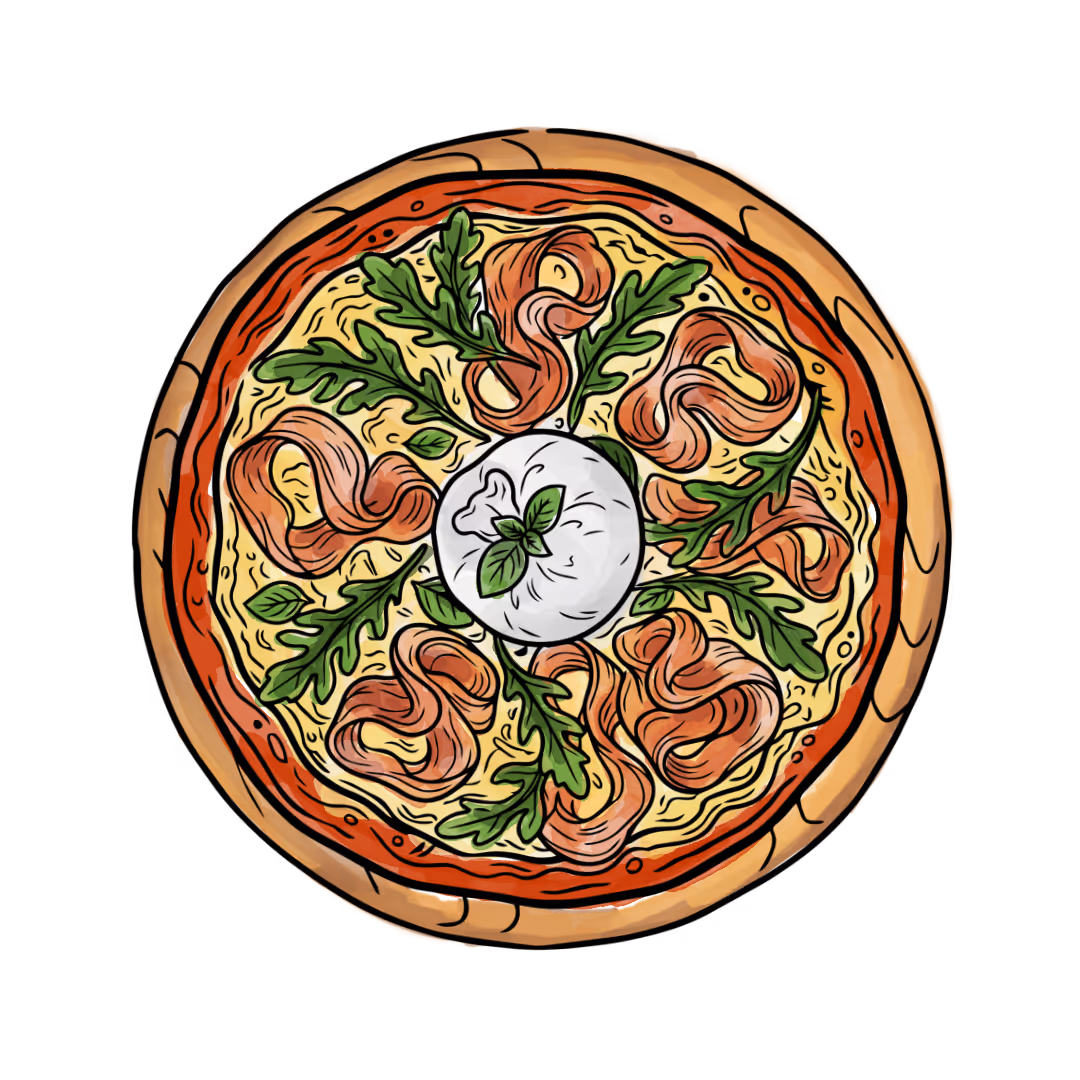 Illustration de notre pizza burrata cuite au feu de vois.