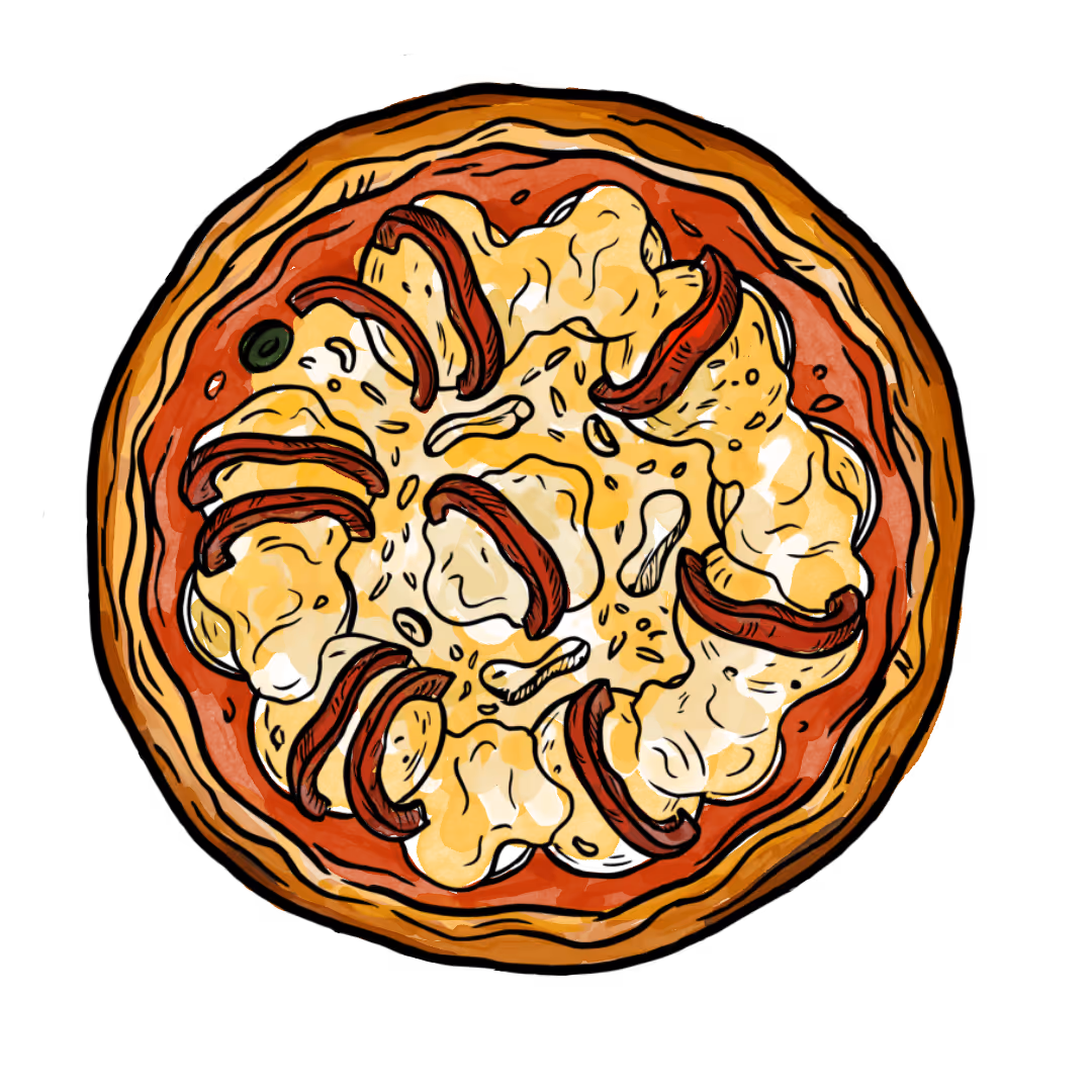 Illustration de notre pizza poivrons cuite au feu de vois.