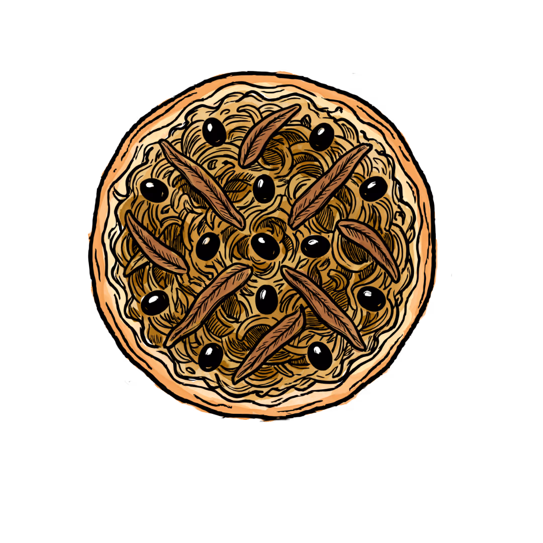 Illustration d'une petite pissaladière.
