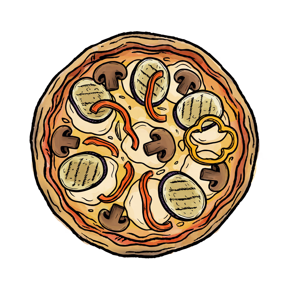 Illustration de notre pizza végétarienne cuite au feu de vois.