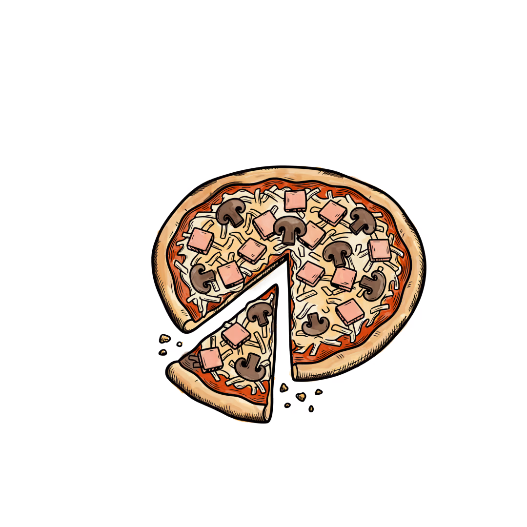 Illustration d'une pizza Reine pour le menu enfant.