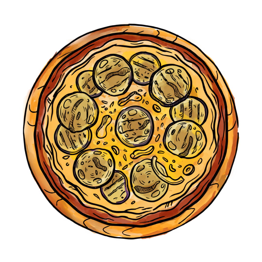 Illustration de notre pizza aubergine cuite au feu de vois.