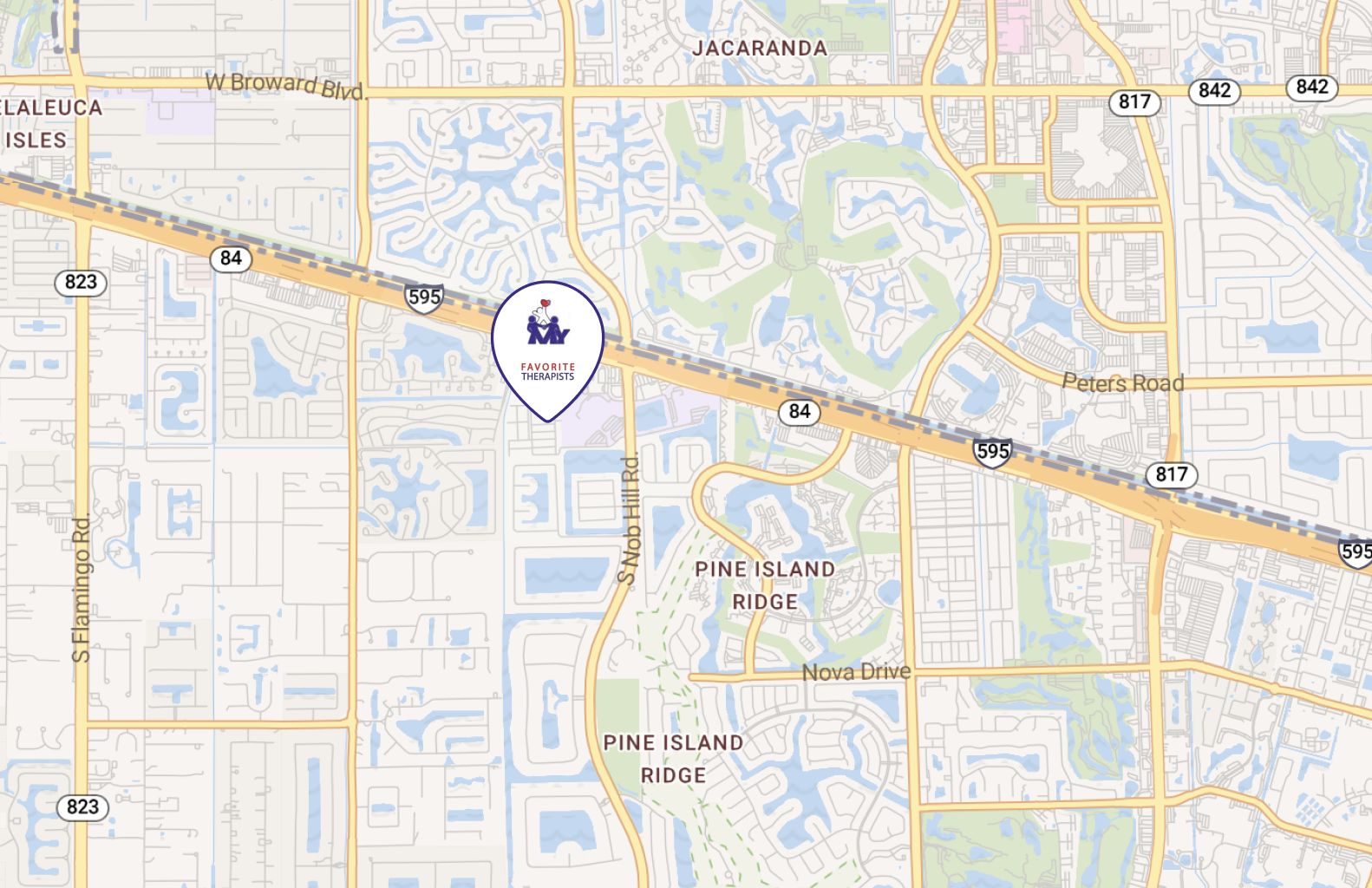 Map showing the My Favorite Therapists clinic near Davie