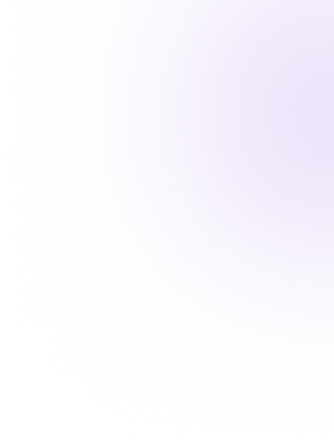 Rounded corner of a translucent screen showing a pale lavender gradient background with a subtle glow effect.