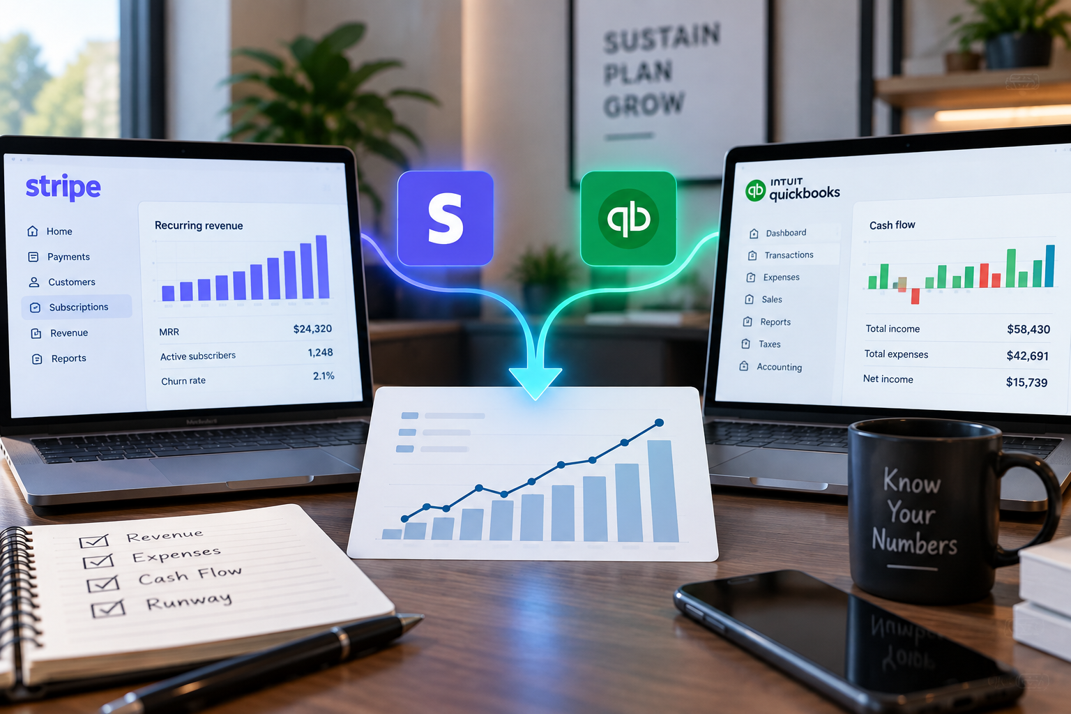 MRR Isn't Cash Flow: Why SaaS Founders Need Both Stripe and QuickBooks Data
