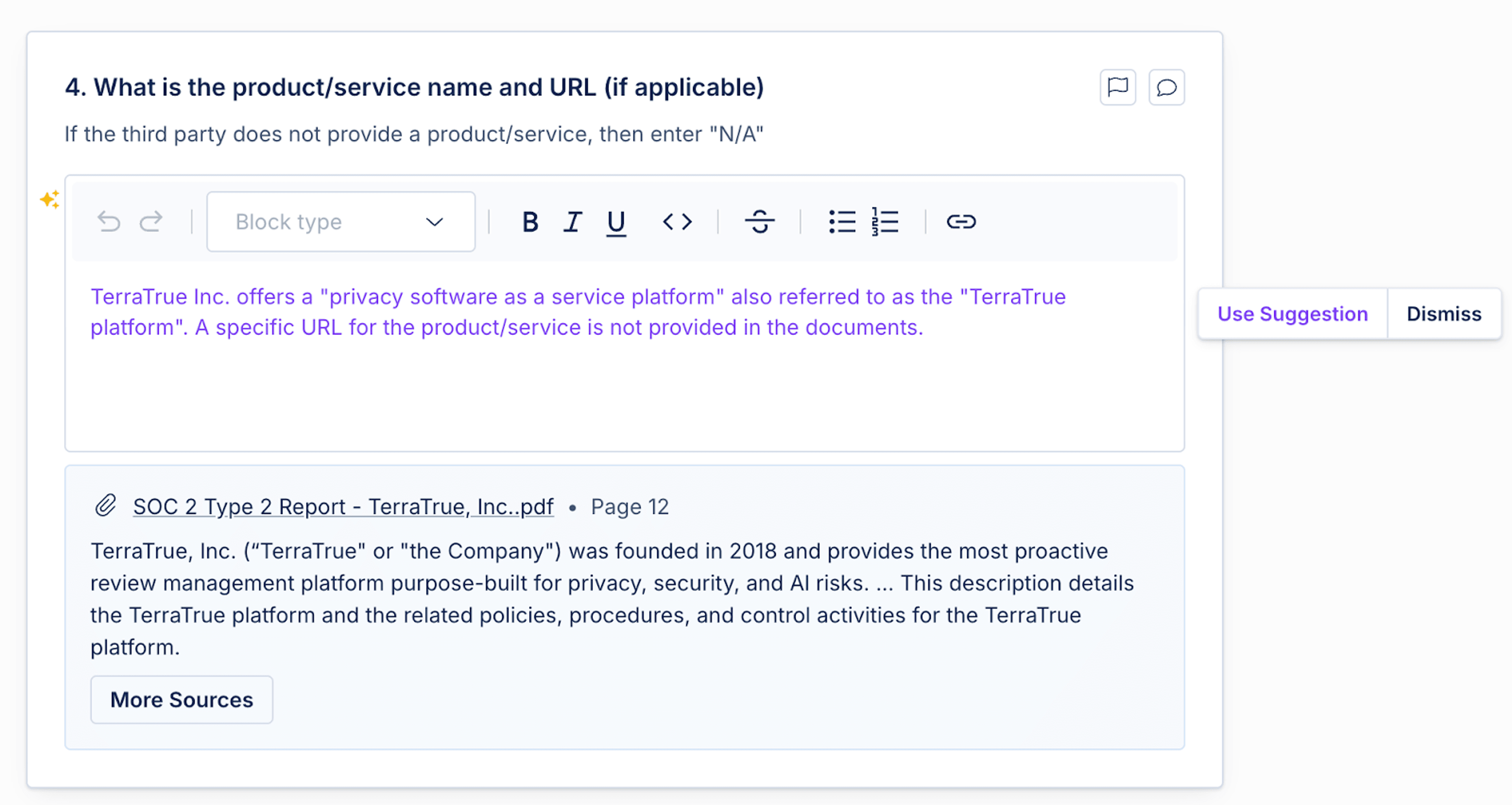 TerraTrue AI Suggestions