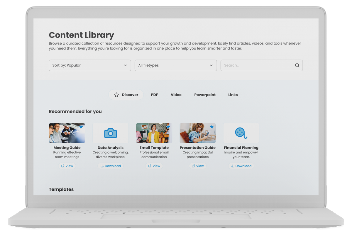 Laptop showing event website video library page