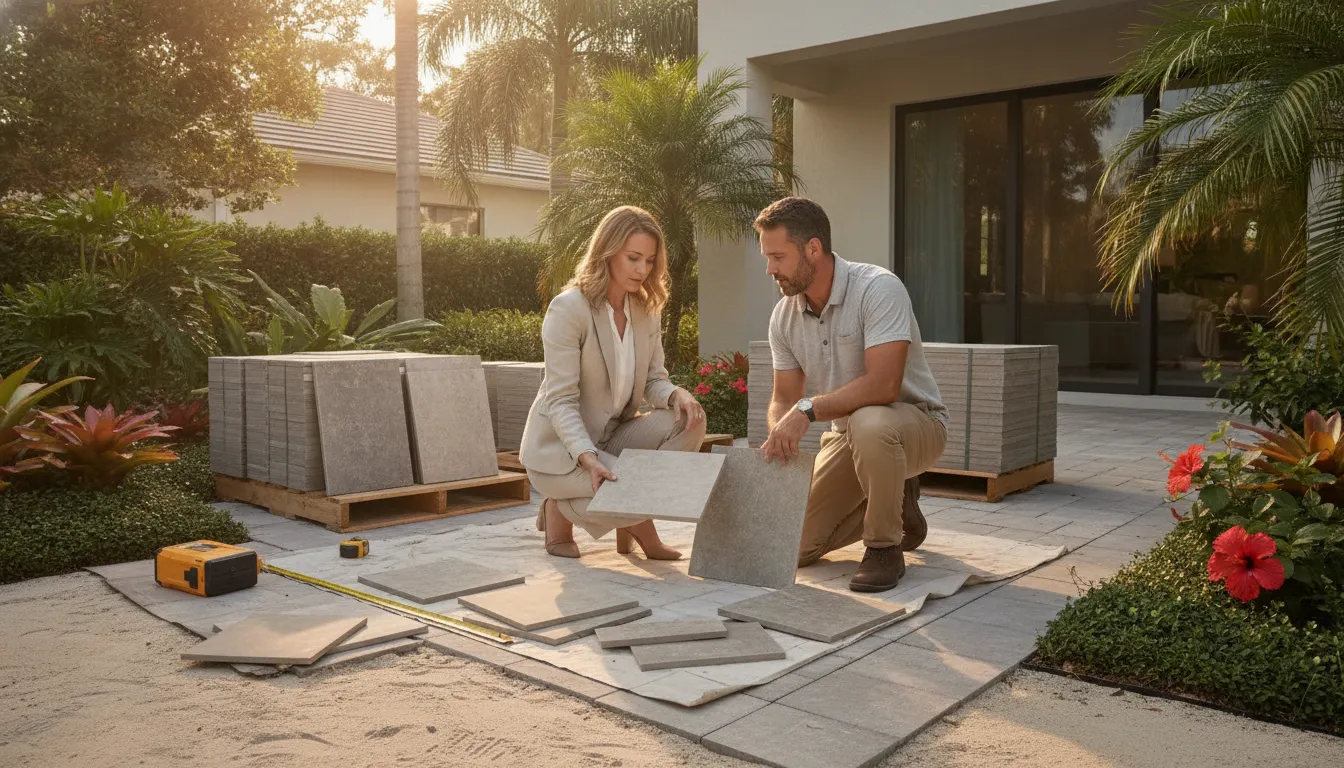 Florida porcelain paver project planned with a designer and contractor