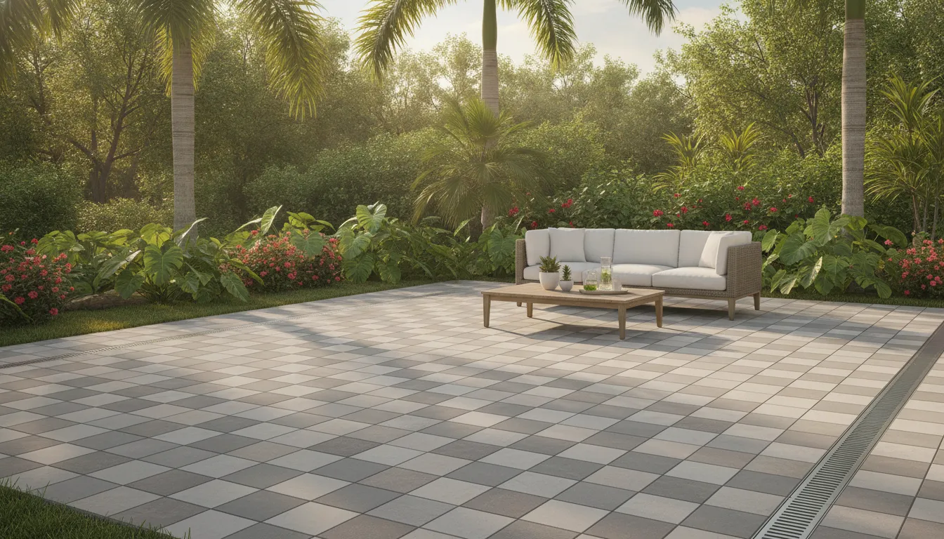 Porcelain pavers arranged in a refined South Florida outdoor setting