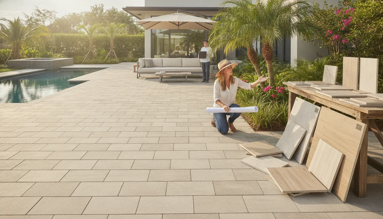 Porcelain pavers planned for a Florida outdoor living space