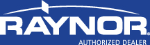 Raynor Authorized Dealer logo on blue background.
