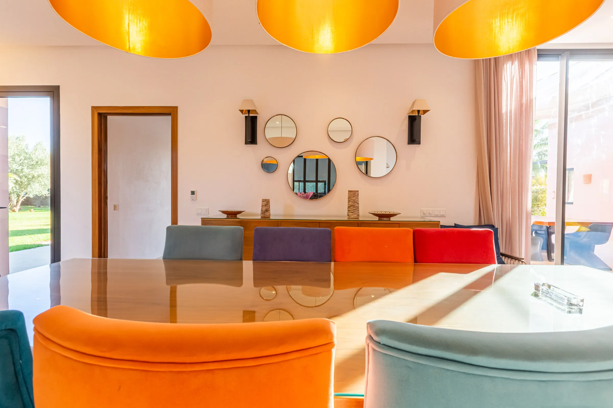 Colourful dining room in a private villa in Marrakech