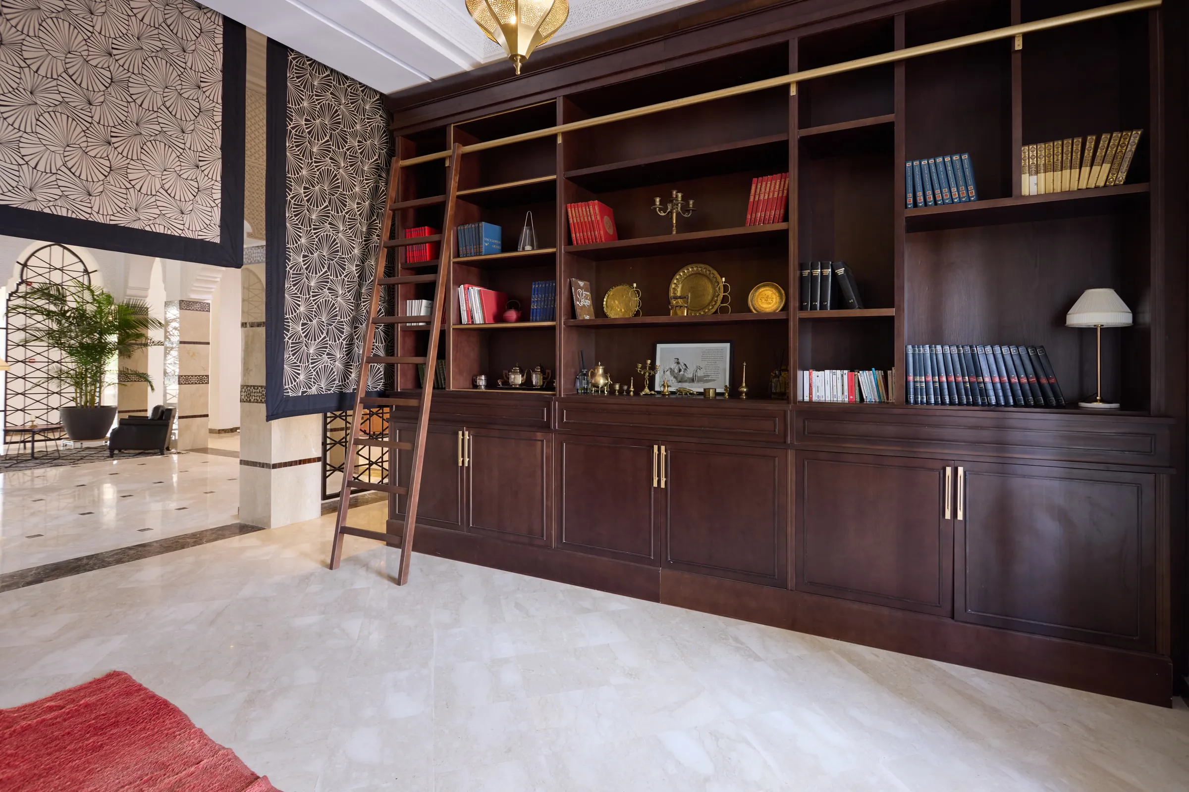 Library lounge in a private villa near Marrakech
