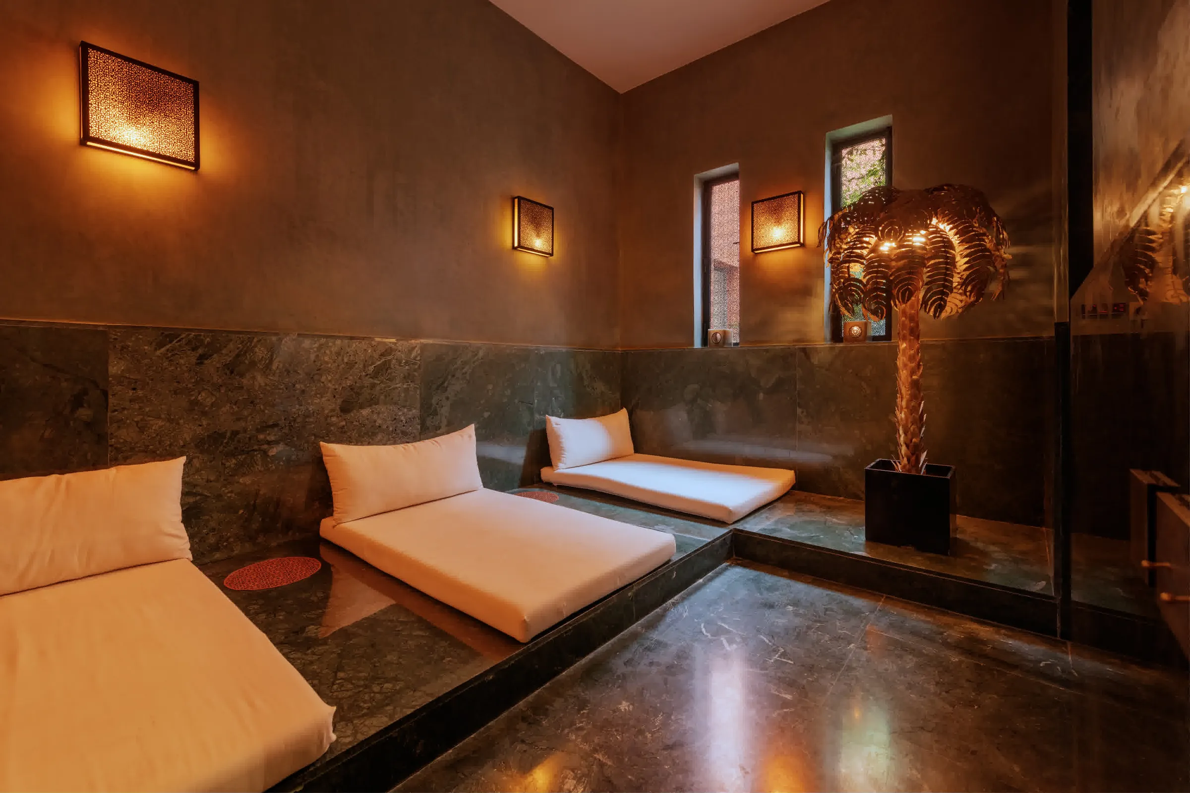 Hammam relaxation room in a private villa near Marrakech
