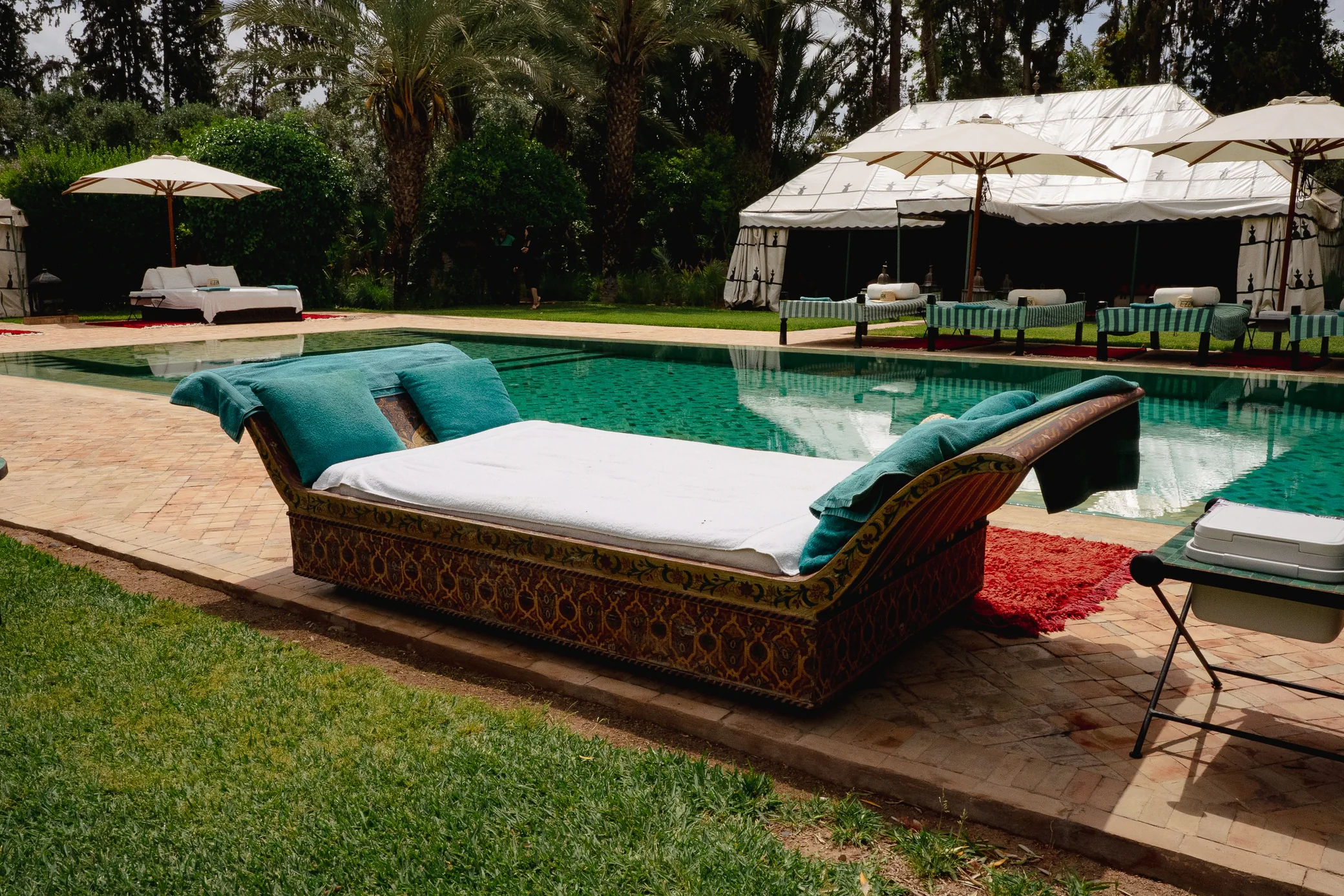 Pool loungers at Ezzahra Estate