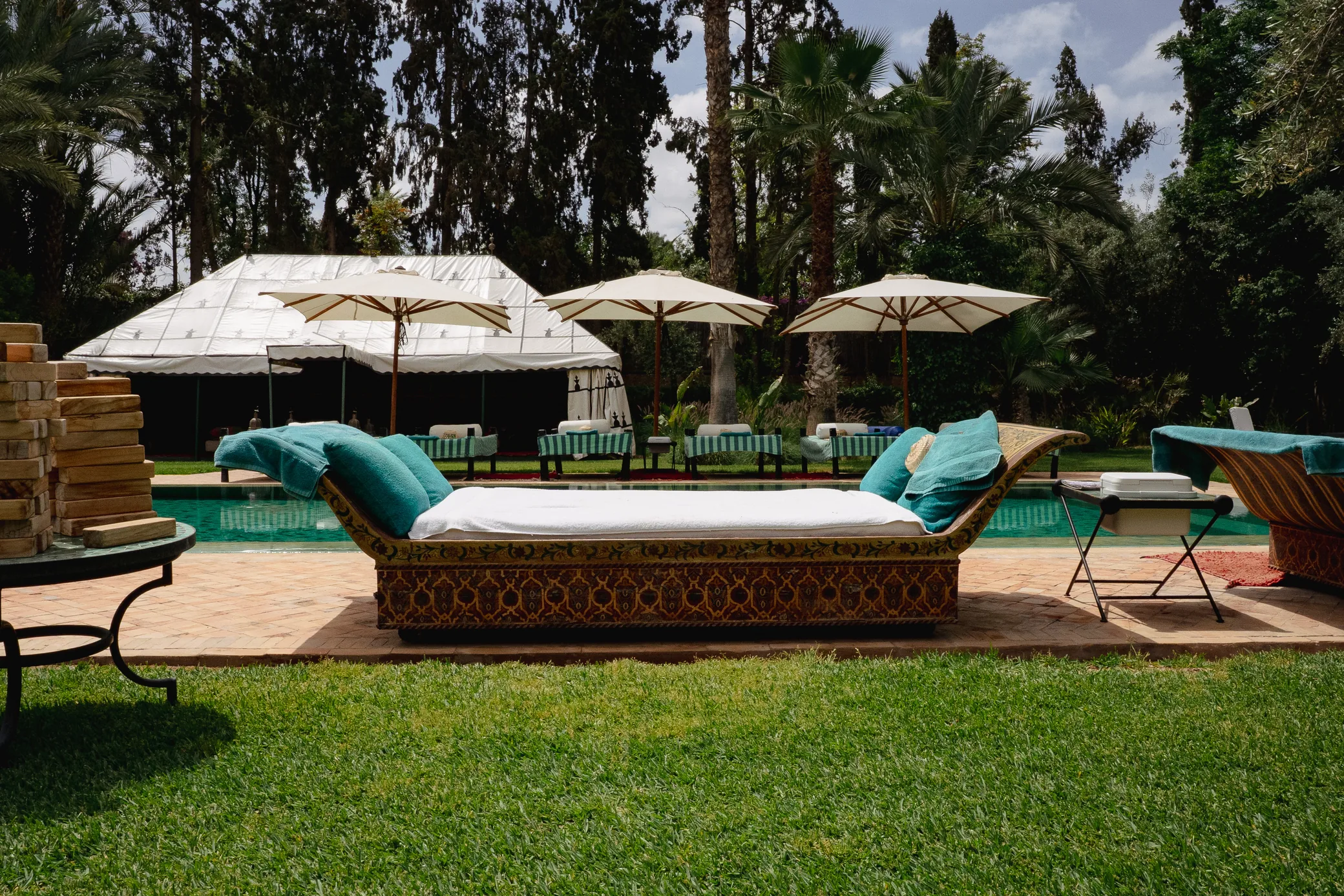 Pool daybeds at Ezzahra Estate