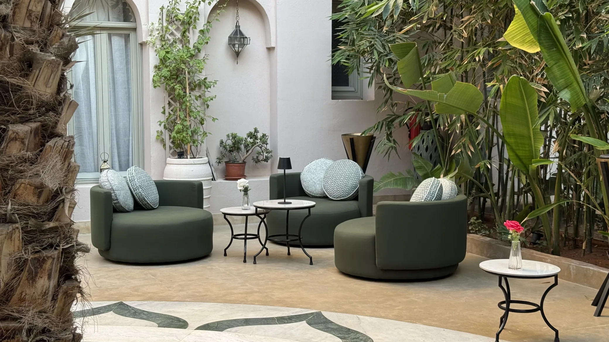 Courtyard sitting area at Kasbah Moon
