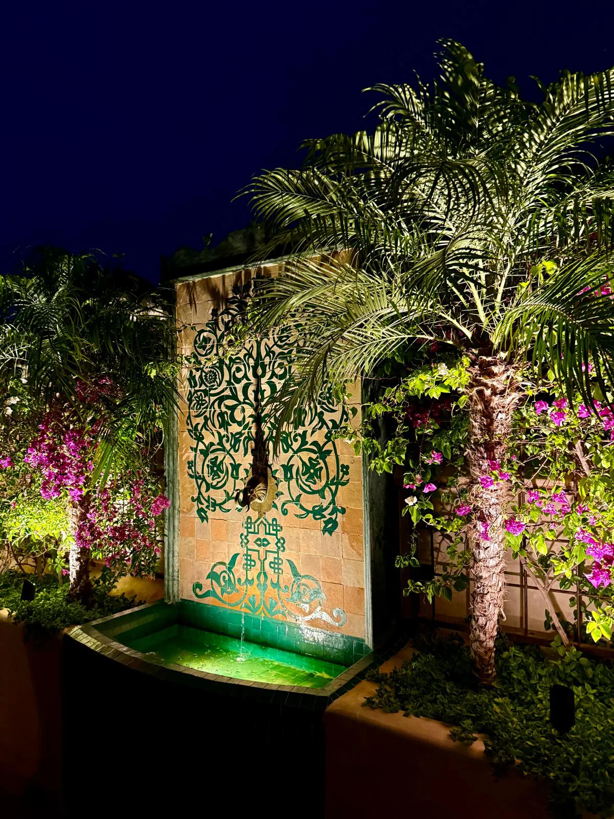 Rooftop garden by night at Riad Dar Saeed