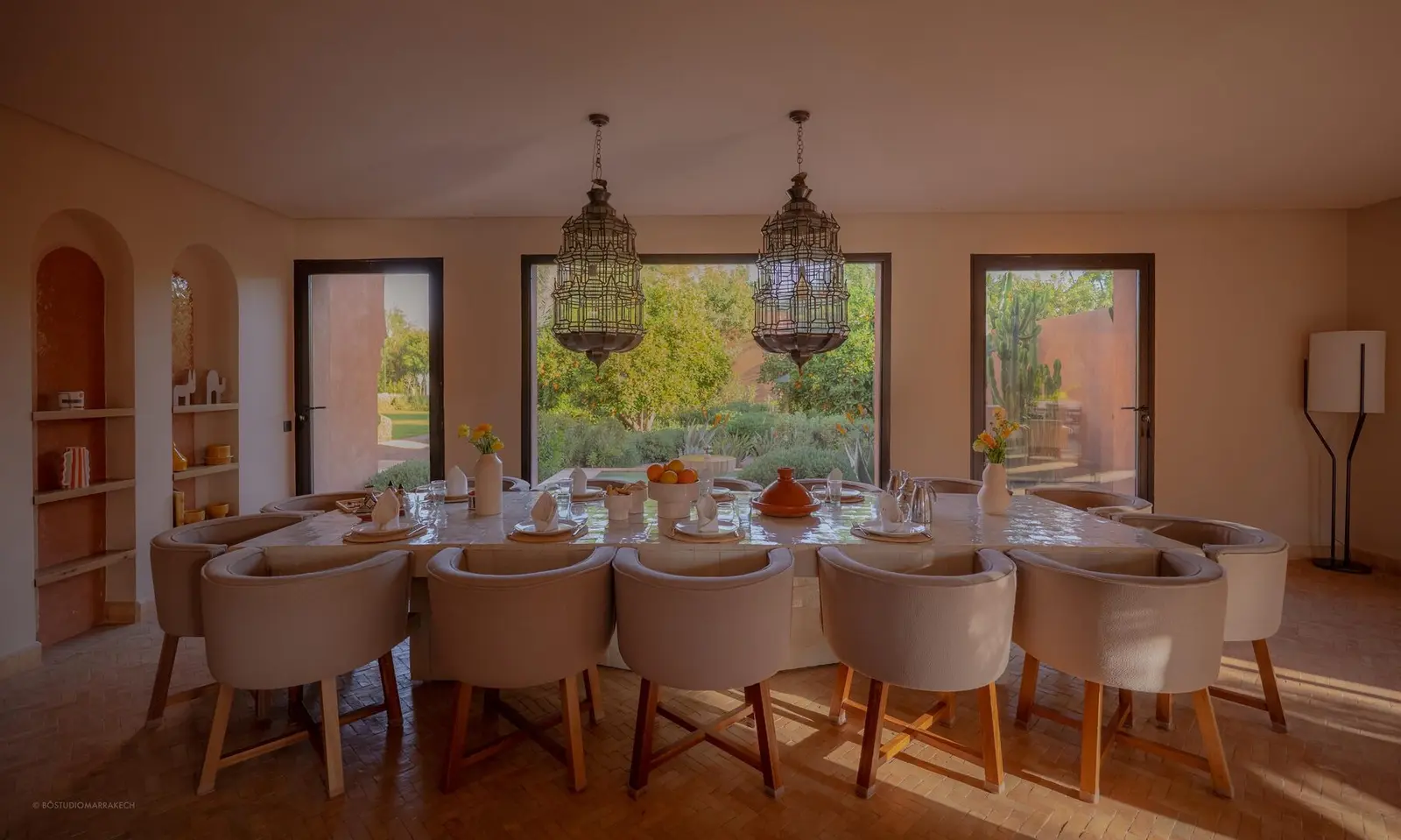Villa Pegasos, private estate near Marrakech, dining room. The Marrakech Curator.