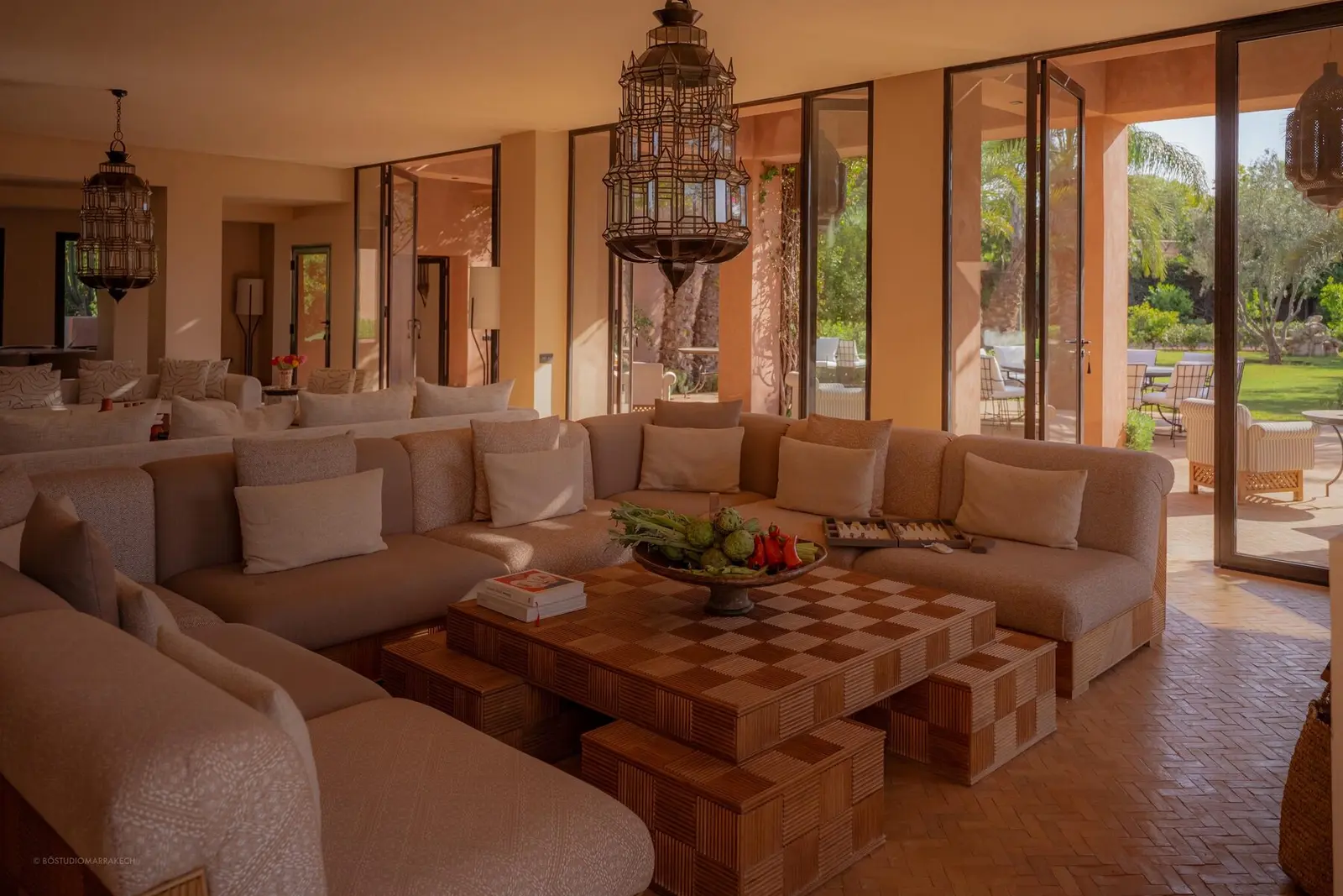 Villa Pegasos, private estate near Marrakech, grand salon. The Marrakech Curator.