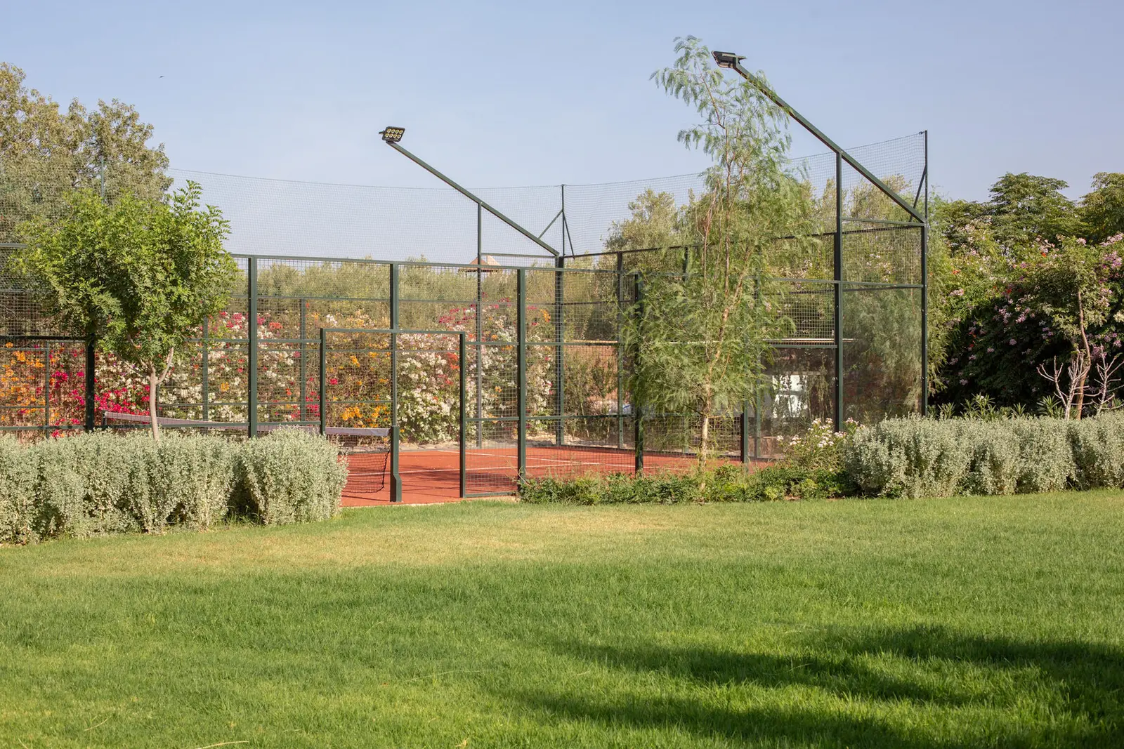 Villa Pegasos, private estate near Marrakech, padel court. The Marrakech Curator.