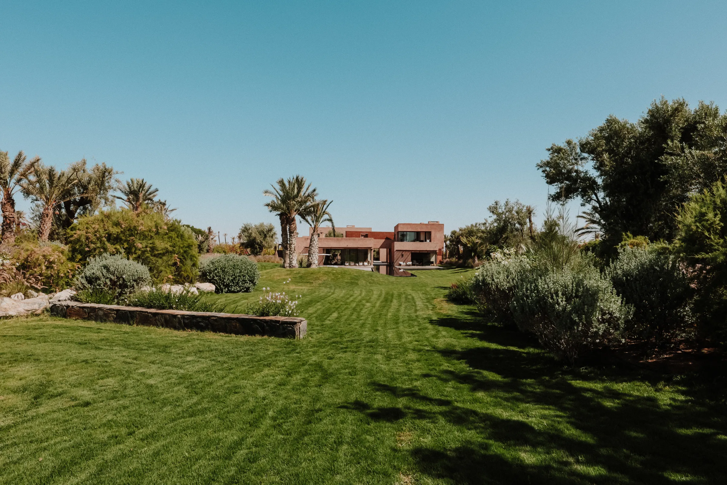 Villa Kalliope, private villa rental in the Palmeraie, Marrakech: landscaped garden
