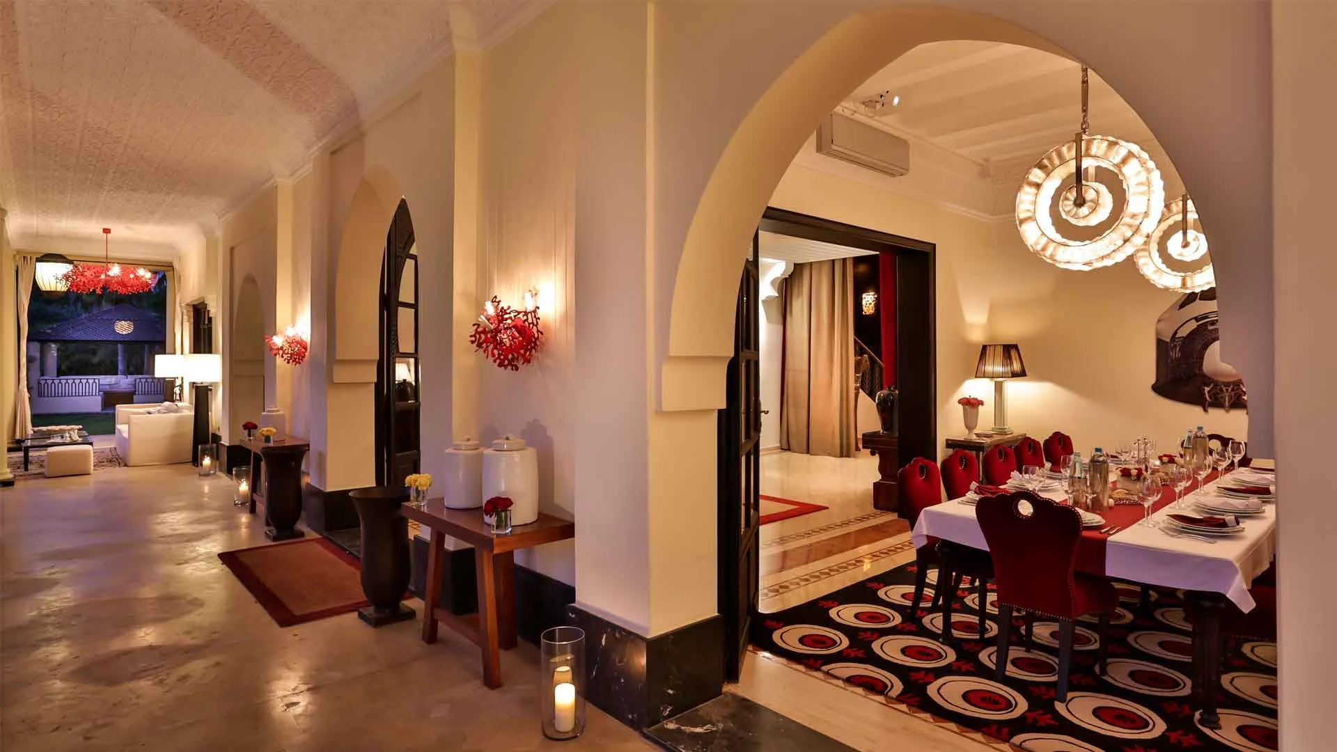 Villa Olympia, private villa rental in Bab Atlas, Marrakech: arched hallway