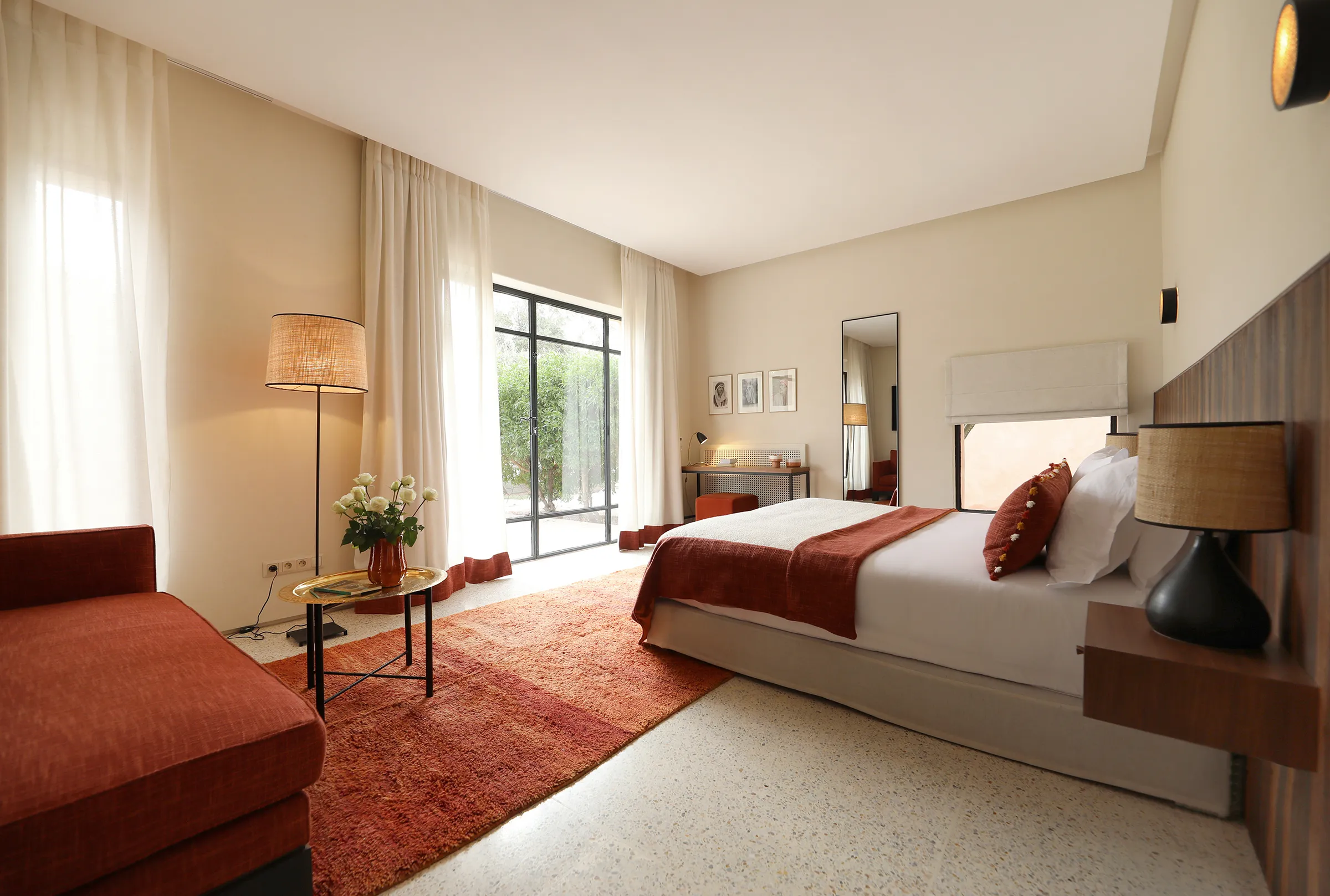 Villa Eos, private villa rental in the Palmeraie, Marrakech: suite with sofa