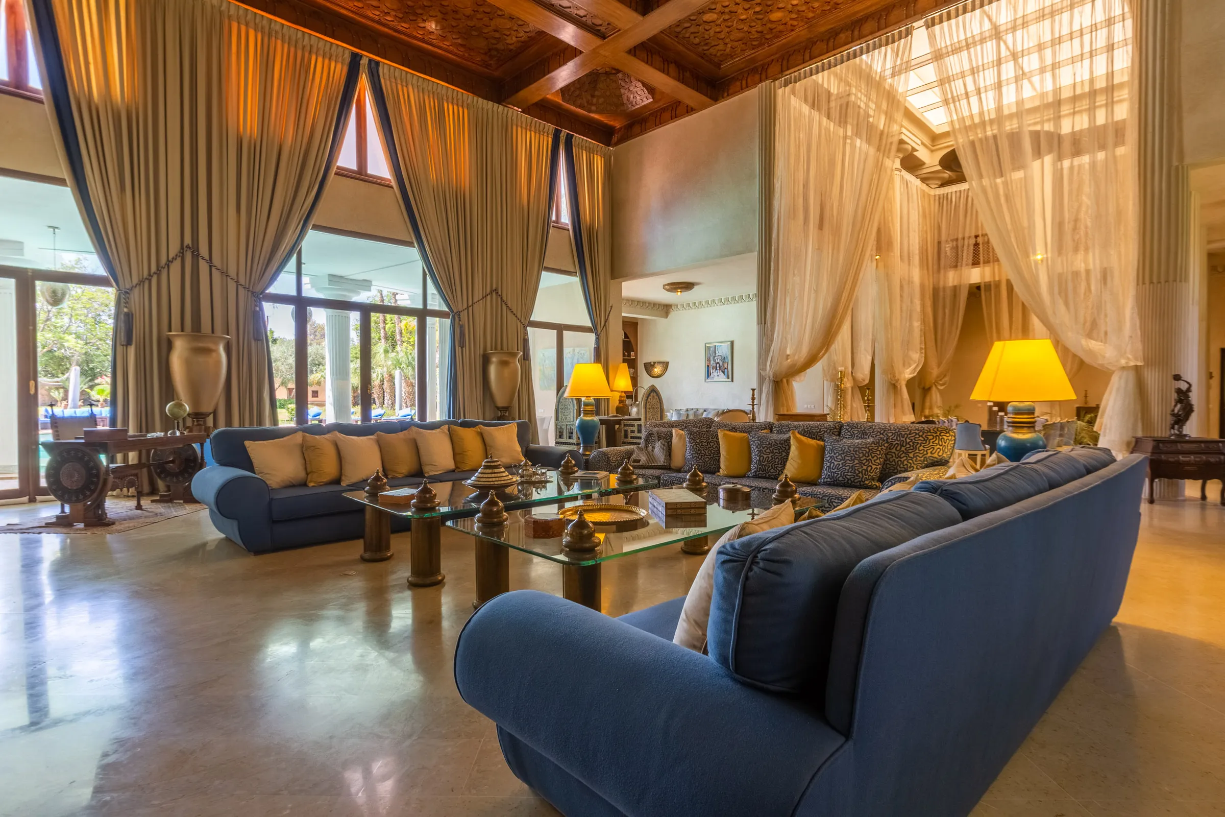 Villa Aegea, private villa rental in the Palmeraie, Marrakech: grand living room