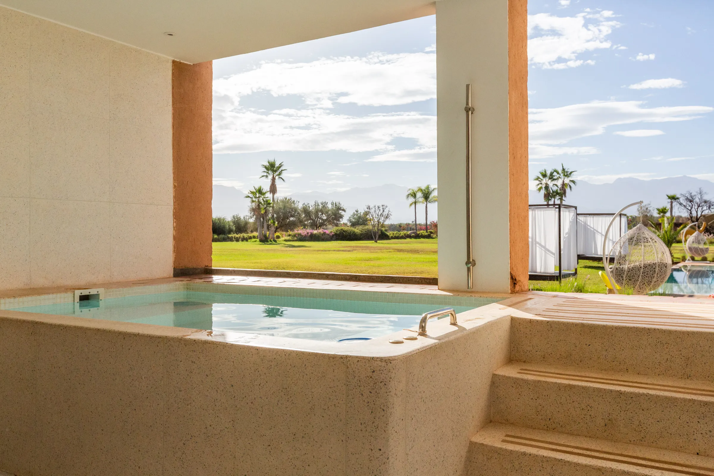 Villa Chloé, private estate rental in Sidi Abdellah Ghiat, Marrakech: wellness area pool