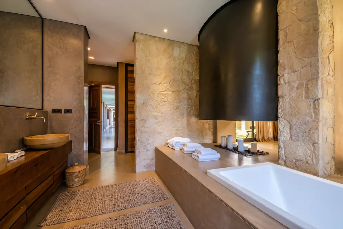 Villa Althea, private villa rental in Bab Atlas, Marrakech: master bathroom