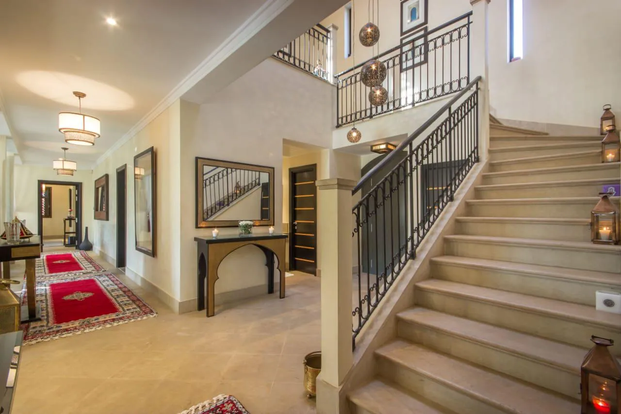 Villa Kyma, private villa rental at the Four Seasons Resort, Marrakech: hallway and staircase