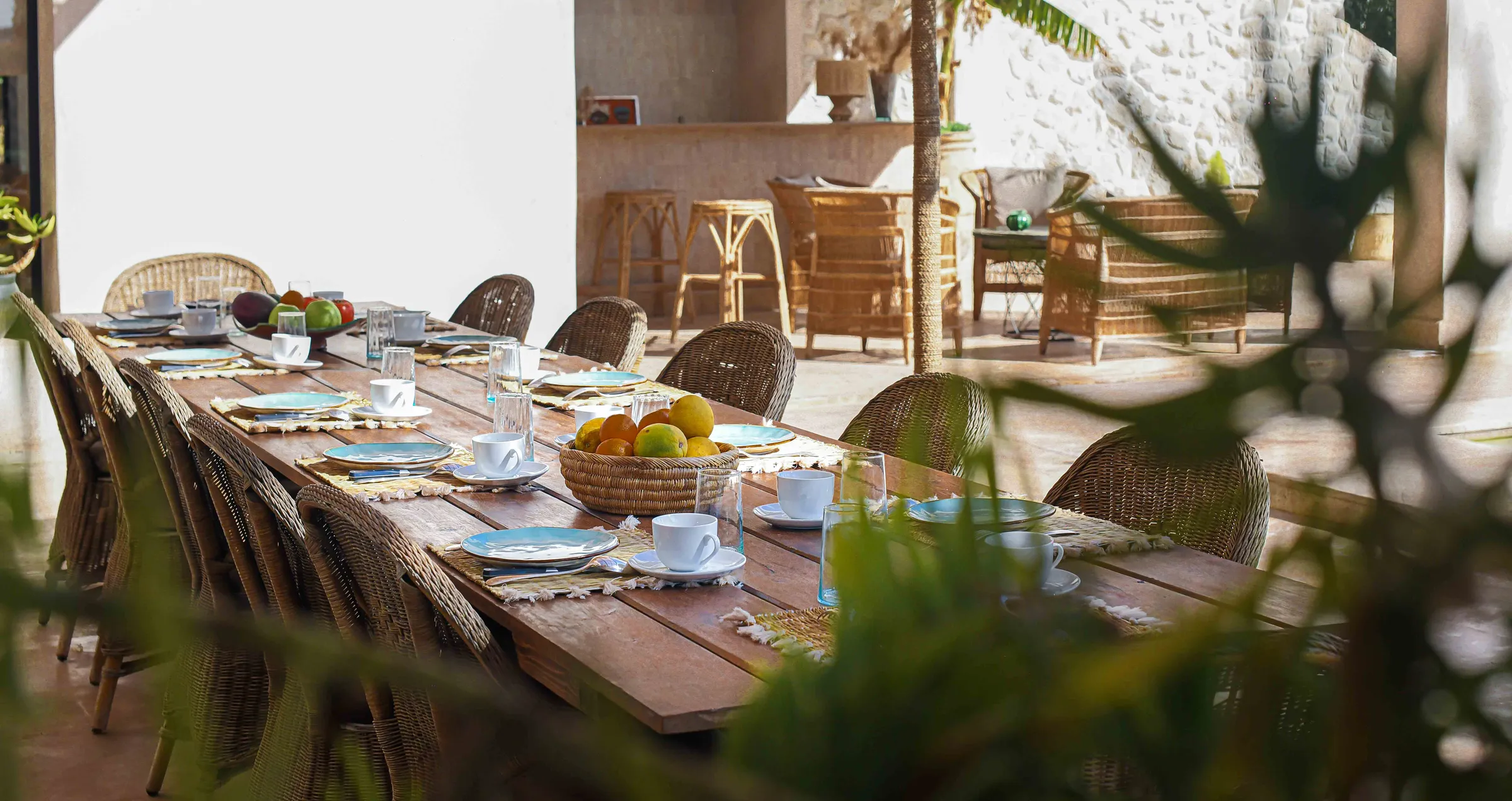 Villa Selene, private villa rental on the Route d'Amizmiz, Marrakech: dining table