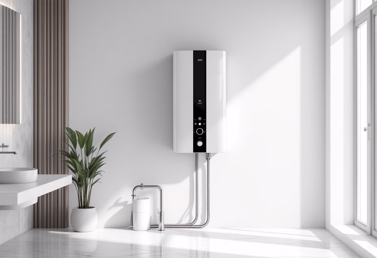 image of water heater installation (for a plumbing service)