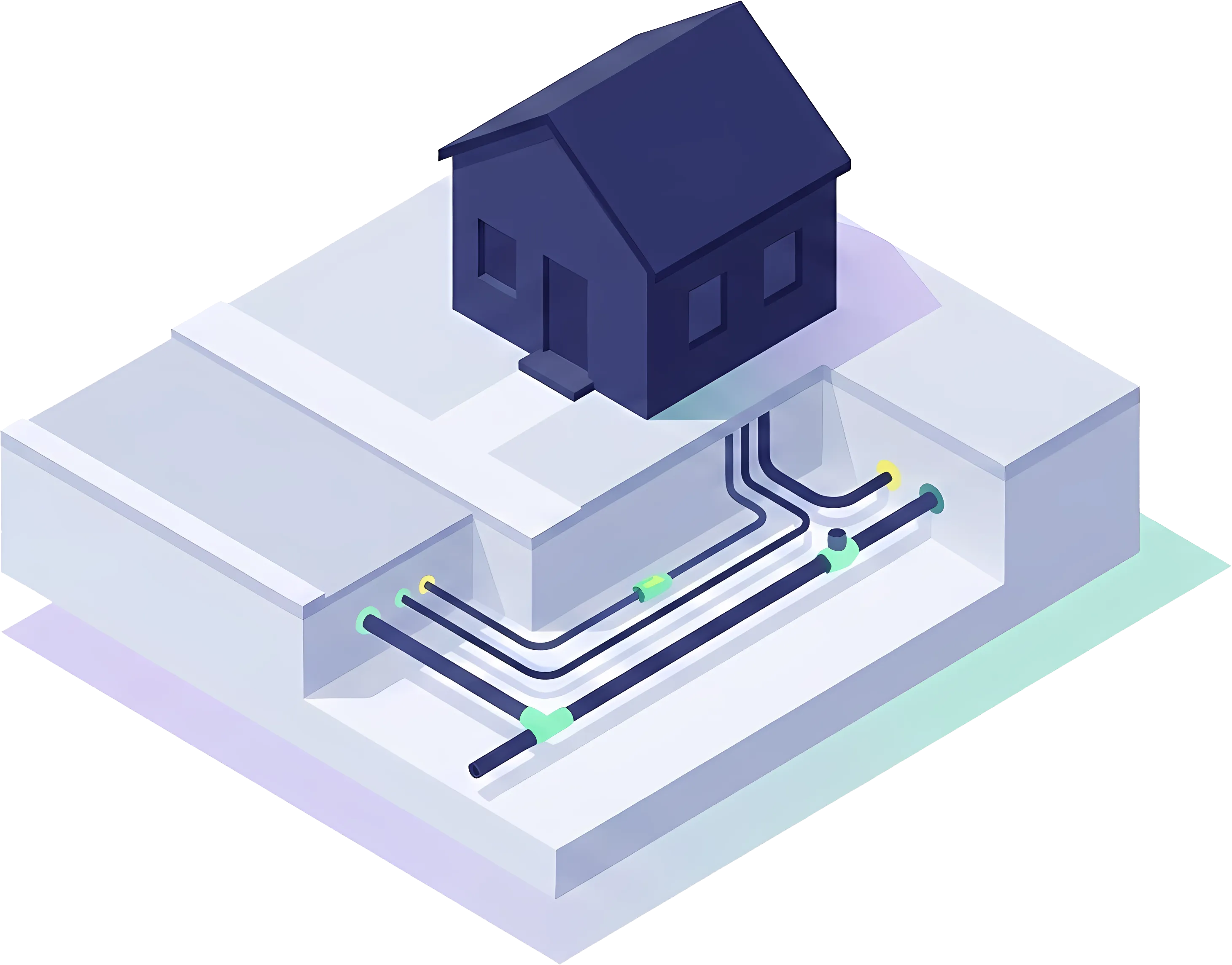 Home with underground service lines