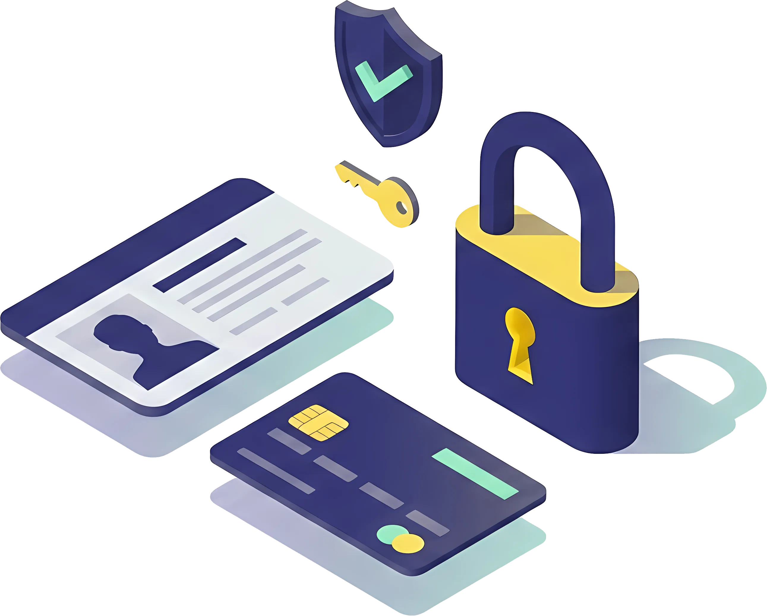 Padlock, card, and documents