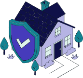 Illustration of a home with a checkmark, representing available discounts