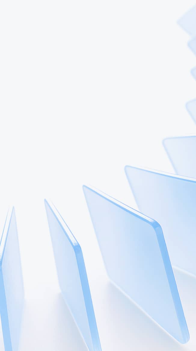 Translucent Blue Acrylic Panels In Minimal Composition Mobile - Wealthflow Webflow Template | BRIX Template