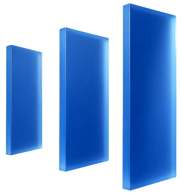 Floating Blue Acrylic Slabs With Soft Edge Lighting - Wealthflow Webflow Template | BRIX Template