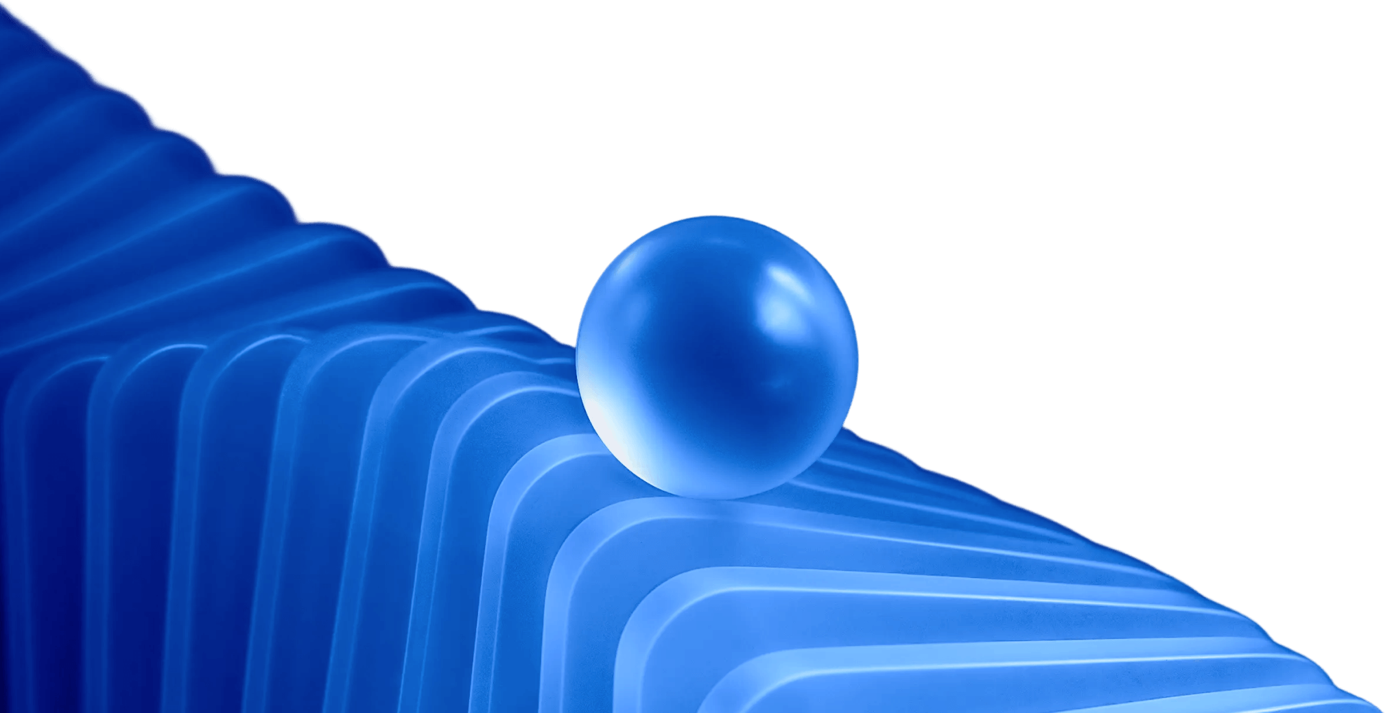 Glossy Blue Sphere On Layered Neon Ridges - Wealthflow Webflow Template | BRIX Template