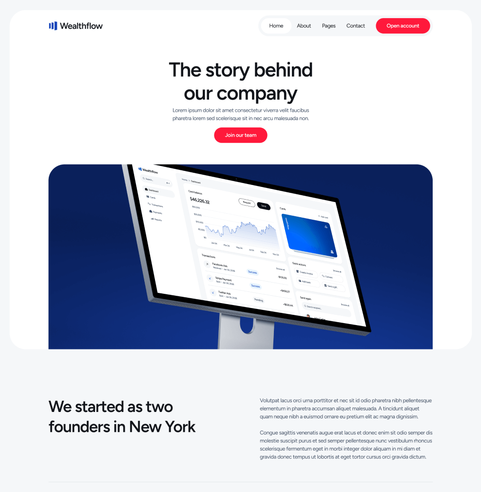 Wealthflow - About Main Page - Bank Webflow Template | BRIX Template
