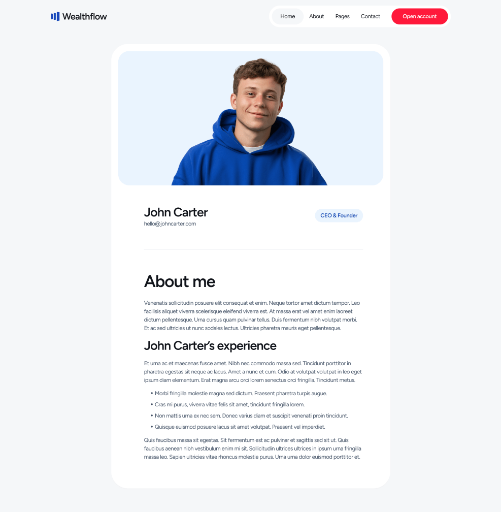 Wealthflow - Team Single Main Page - Bank Webflow Template | BRIX Template