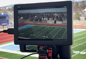 Endzone camera equipment during football game