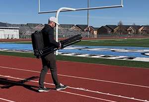 Endzone camera equipment during football game
