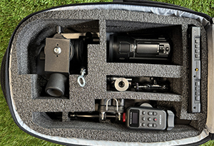 Endzone camera equipment during football game