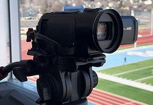 Endzone camera equipment during football game