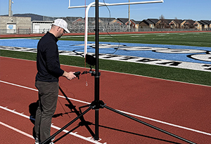 Endzone camera equipment during football game