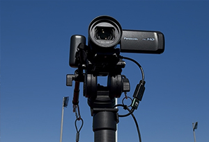 Endzone camera equipment during football game
