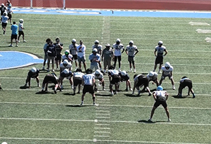 Endzone camera equipment during football game